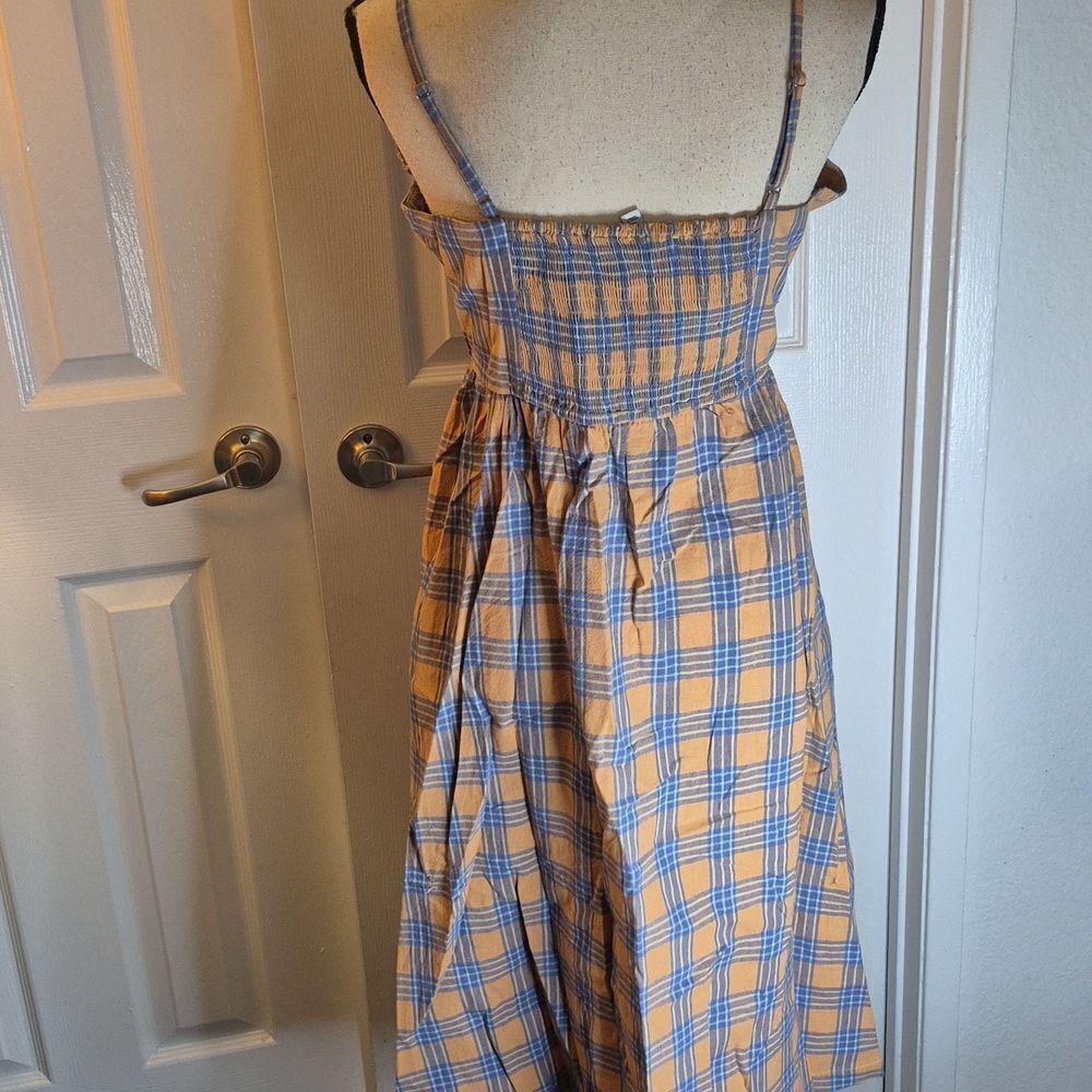 Gilla Sz L Cotton Plaid Button-Down Dress - Picture 4 of 10